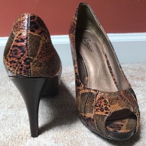 Candie’s Leopard “Stanton” Print Open Toed Heels